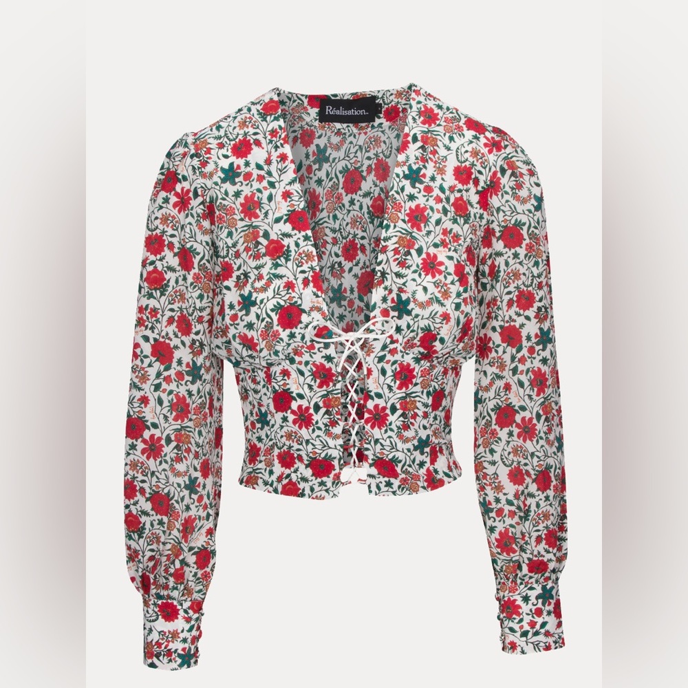 Realisation Par The Bennie silk top in White Batik Floral